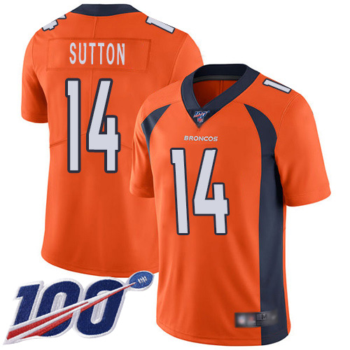 Men Denver Broncos #14 Courtland Sutton Orange Team Color Vapor Untouchable Limited Player 100th Season Football NFL Jersey->denver broncos->NFL Jersey